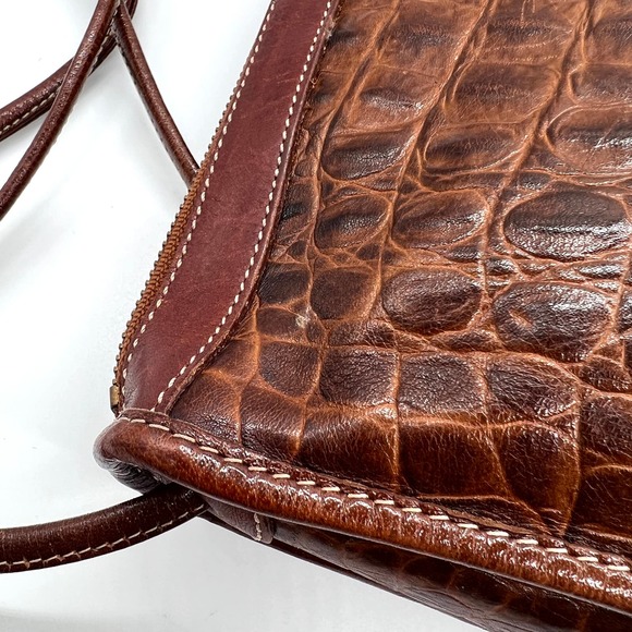 BRAHMIN Vintage Alligator Crossbody Bag Womens Brown Leather Embossed Crocodile - Picture 14 of 16